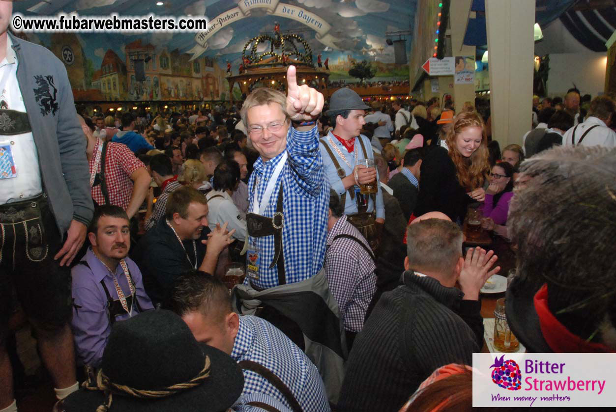 Beer tent seating in the legendary Hacker Festzelt
